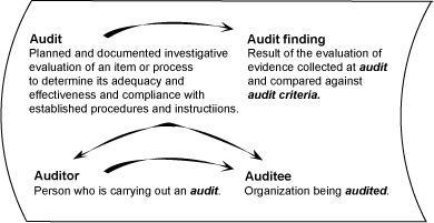 diagram showing the associative relationship of the term 'audit'